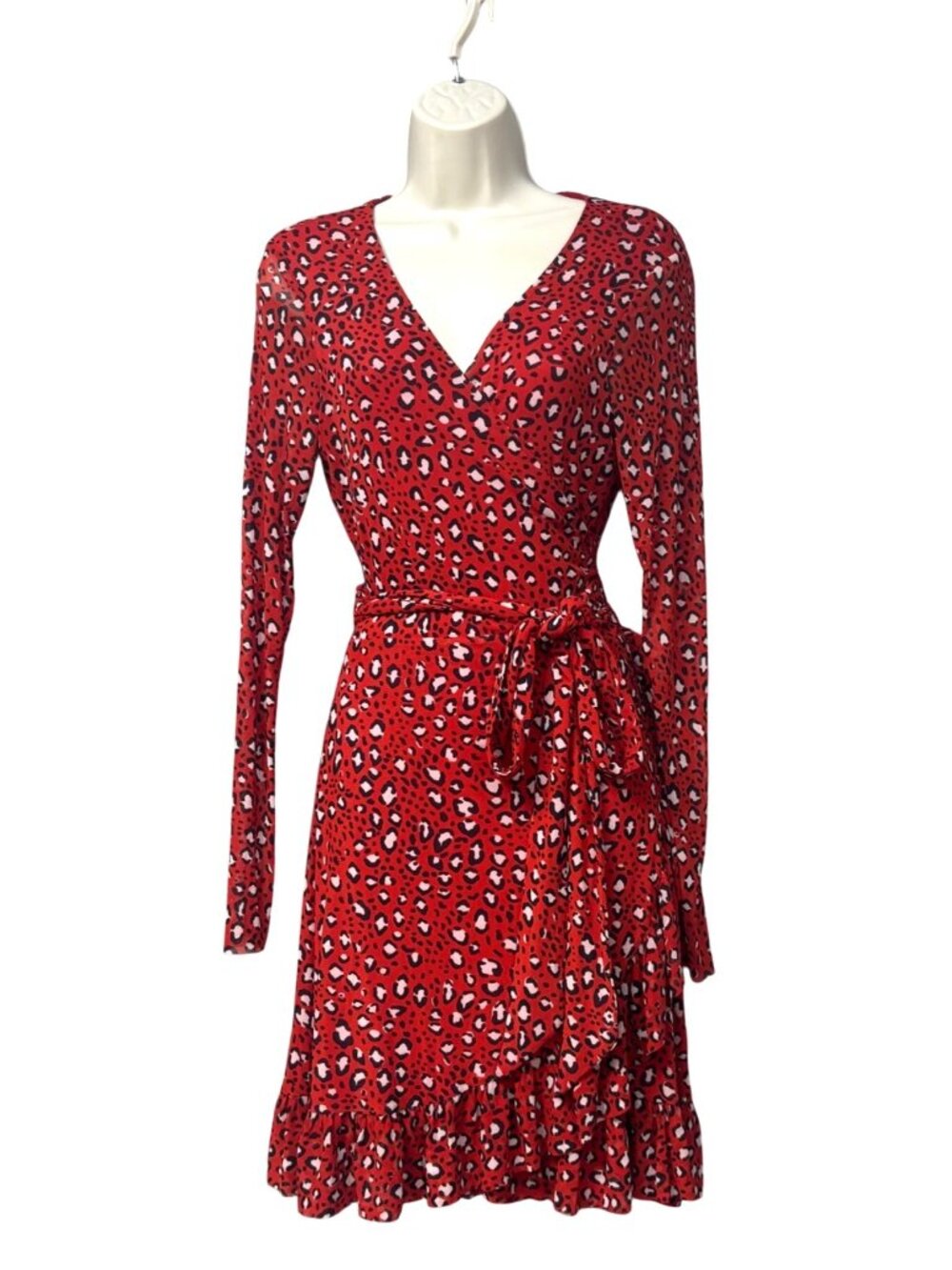 Sanctuary Emma Ruffled Wrap Dress, Red, Size M - Picture 2 of 11